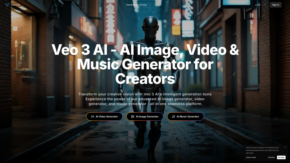 Veo 3 AI: All-in-one AI platform for image, video, and music generation.